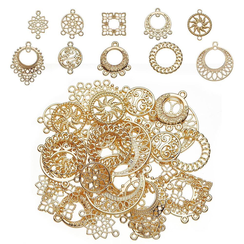 5193 40 PCS 10 Styles Chandelier Connector Charms, Component Links Alloy